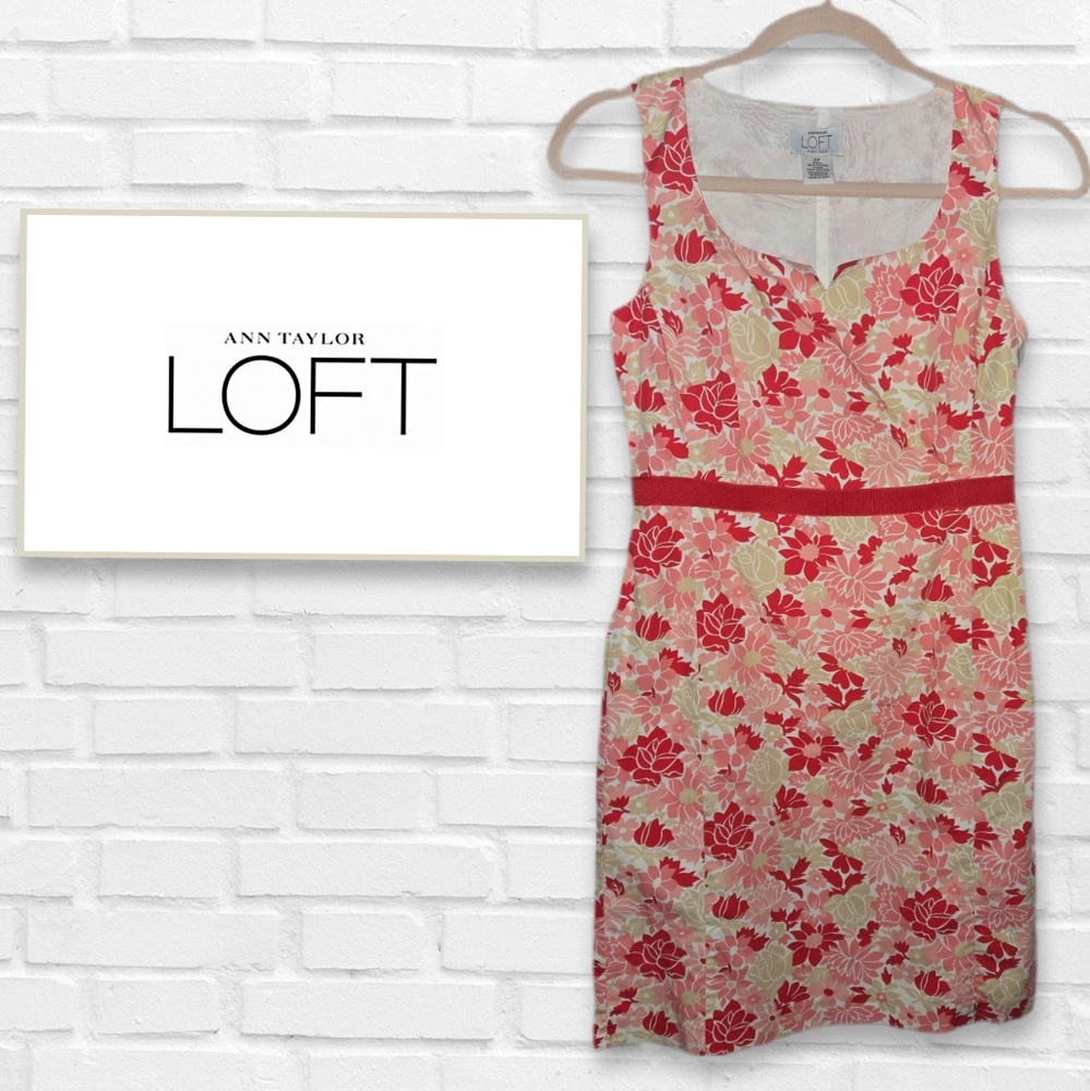 Y2K Ann Taylor Loft Floral Sleeveless Sheath Dress, Size 0P